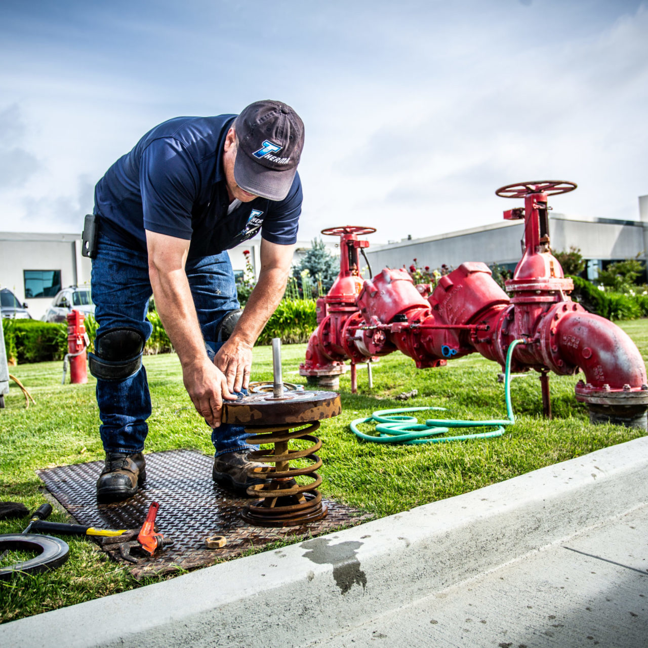 Backflow technician working