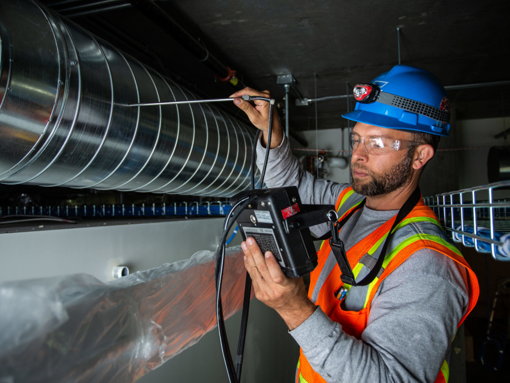 Man testing duct