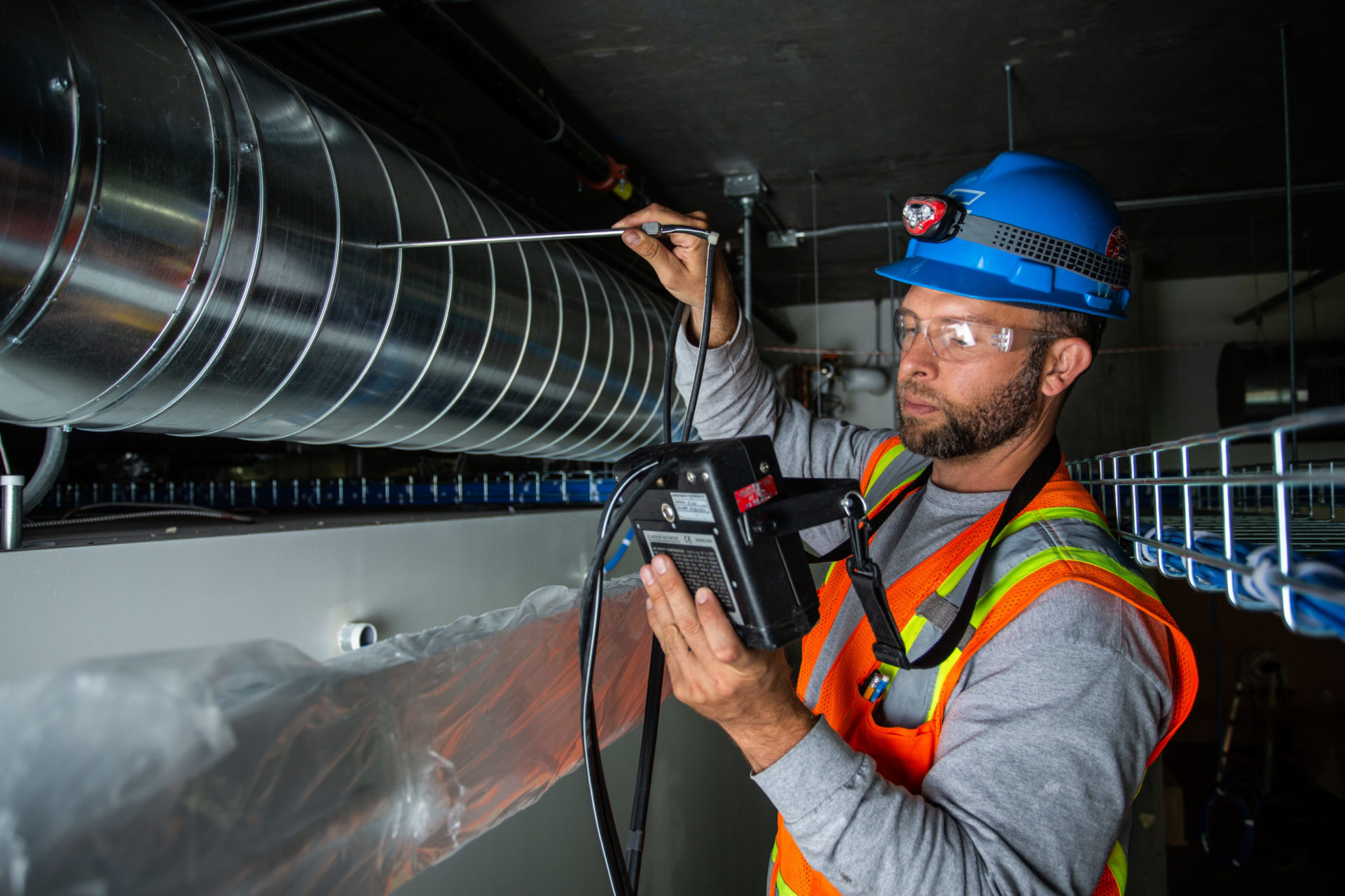 Man testing duct