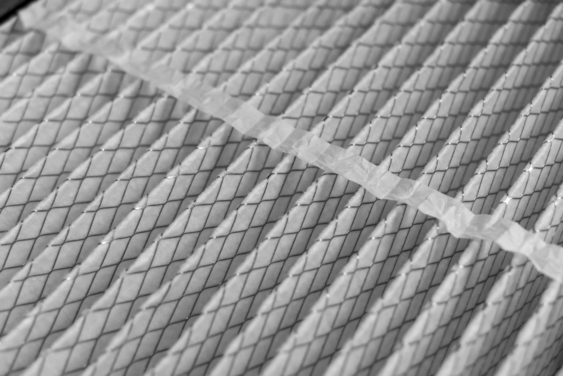 White Air Filter Close-up With Wire Supports