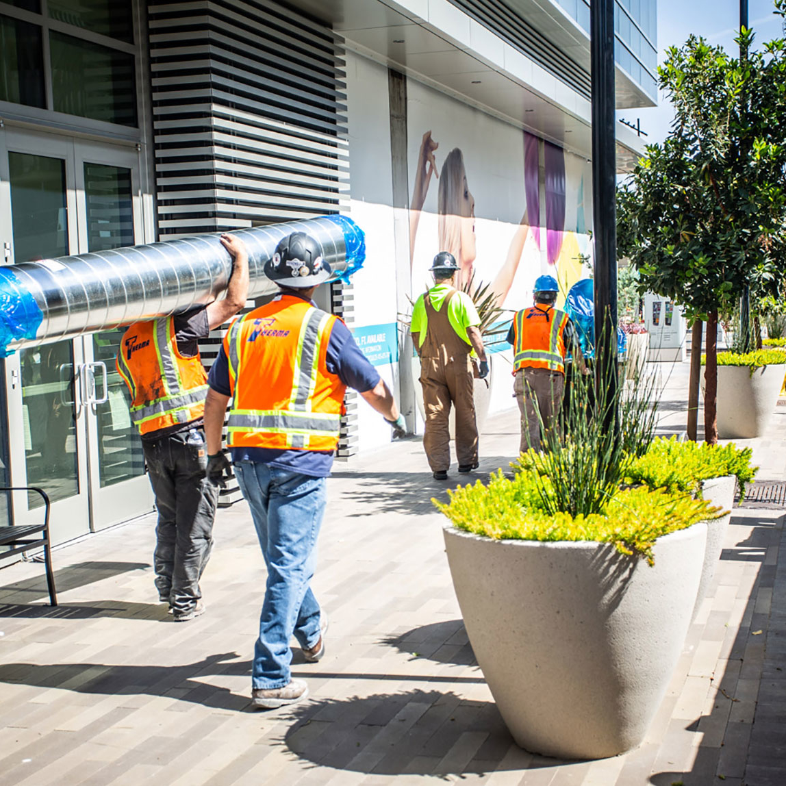 therma workers walking