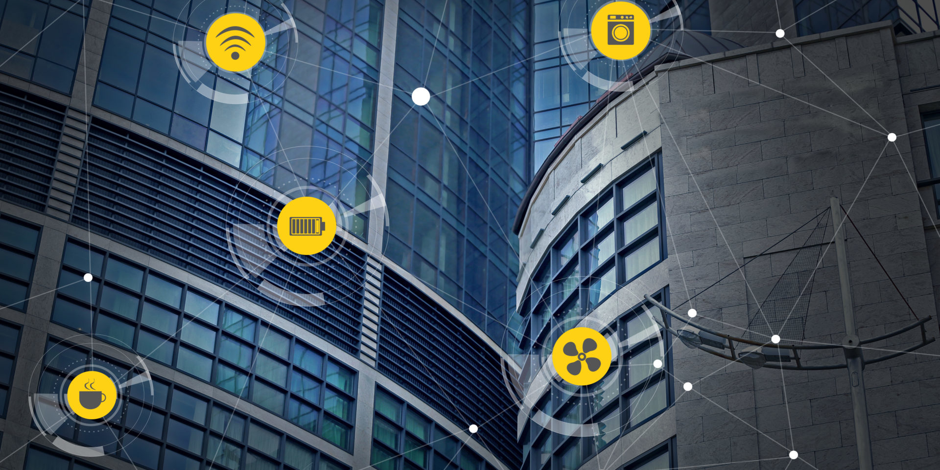 Smart City Network With Building On Background
